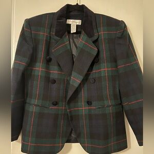 Norton McNaughton Tartan Double-Breasted Blazer size 10 (R101)